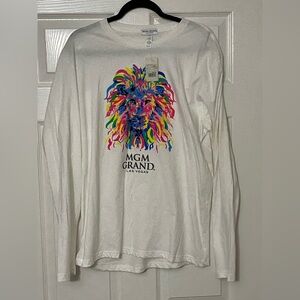 NWT Vintage 1997 MGM Grand Las Vegas Mens Large Lion Graphic Tshirt Long Sleeve